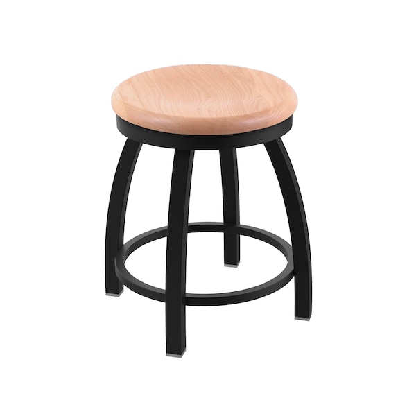 18" Swivel Vanity Stool, Black Wrinkle, Nat Oak Seat